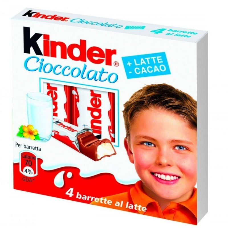 Kinder Cioccolato, confezione da 4 barrette di cioccolato al latte da